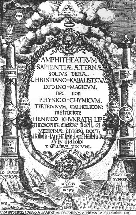 Frontispicio del "Anfiteatro de la Sabiduría Eterna", 1609.
