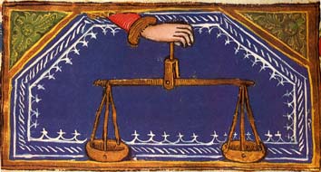Balanza celeste en un mahzor italiano (1441)