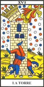 Arcano 16, "La Torre" o "La Casa de Dios", del Tarot de Marsella.