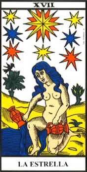 Arcano 17, "La Estrella", del Tarot de Marsella.